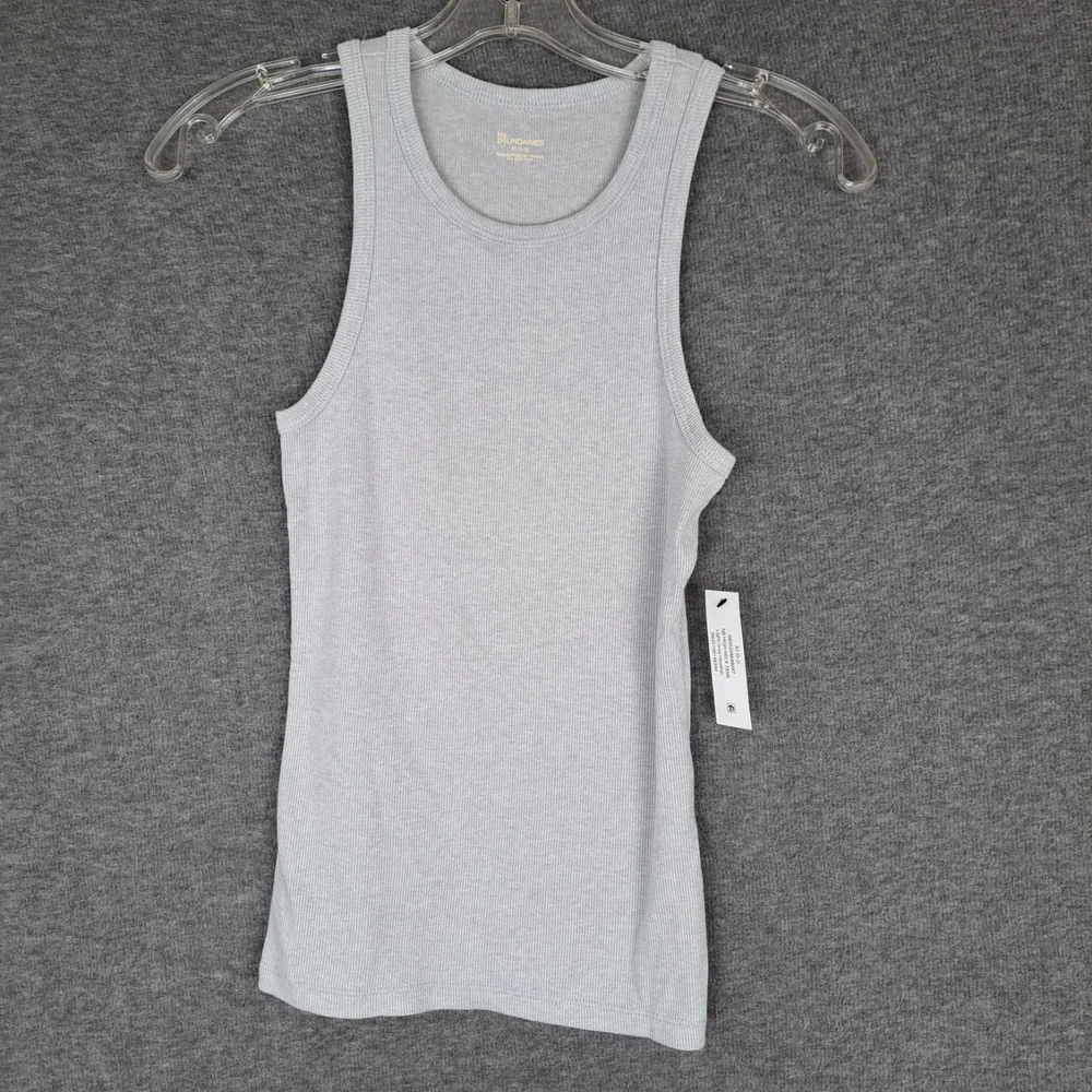 No Boundaries Ribbed High Neck Tank Top Gray Youth XS 0-2 NWT